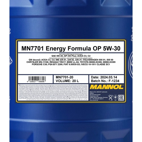 Mannol energy formula - mannol, op